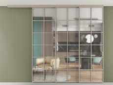 Перегородка Formato вдоль стены на потолок 3 створки с синхронным механизмом