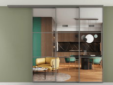 Перегородка Formato вдоль стены на потолок 3 створки с синхронным механизмом