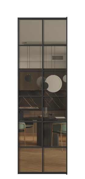 Дверь межкомнатная АЛПЛ040.05 Бронза триплекс ЧЕР. Цвет Алюминий Черный. Материал Алюминий. Коллекция Formato. Картинка.