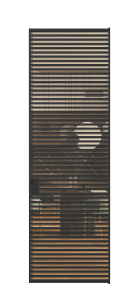 Дверь межкомнатная АЛПЛ040.06 ПРОЗ ОРАНЖ ЧЕР. Цвет Алюминий Черный. Материал Алюминий. Коллекция Formato. Картинка.