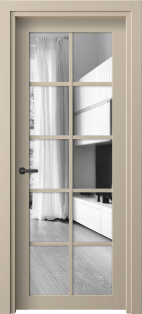 Дверь межкомнатная 2106 ПЭСБ Двустороннее зеркало. Цвет ПЭТ светло-бежевый. Материал ПЭТ. Коллекция Нео. Картинка.